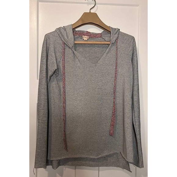 Hem & Thread Womens Hoodie Sweatshirt Gray Multicolor Pullover Marled V Neck M - Picture 1 of 10